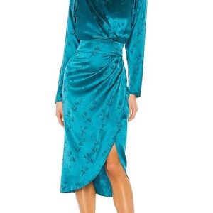 Ronny Kobo Jade Dress in Teal Silk